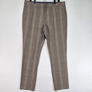Old Navy Men's Chino Khaki Pants Plaid Multi-color Ultimate Slim Flex 38x32